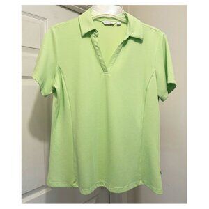 Lady Hagen Essentials Lime Green S/S V-Neck Shirt Size L 100% Poly